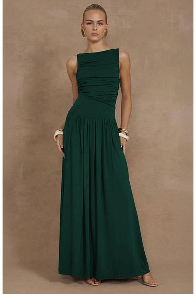 Madmext Πράσινο Flowy Long Length Γυναικείο Φόρεμα Mg2364