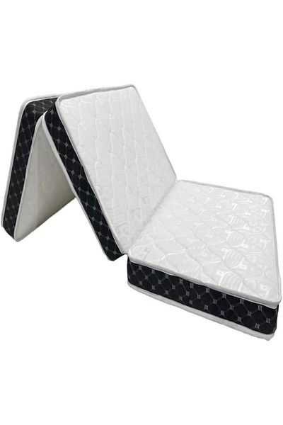 Comfy Portable White Satin  180x90x7cm Medicated Folding Mattress with Black Border