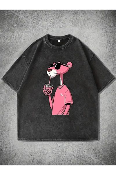 Gofeel Hs Pink Panther Washed Oversize Vintage Tshirt