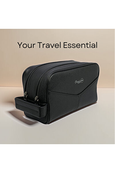 Classic Milano حقيبة أدوات تجميل جلدية للرجال والنساء - طقم أدوات تجميل ومكيا...