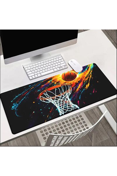 sgeteknoloji 70X30 cm Basketball Hoop Themed Non-Slip Base Speed Surface Player Mouse Pad Gaming