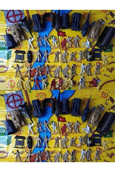 OYUNCAKSAHİLİ Tank Soldier Play Mat 50+20 Pieces 2 Packs Commando Airplane Castle Toy Large 70 Pieces