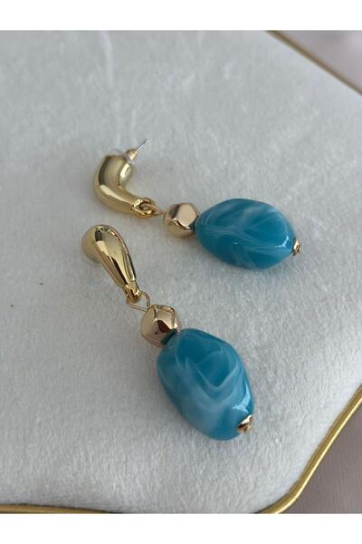 MyladyAccessoriess Sallantılı Akrilik Detay Küpe (Pirinç Kaplama) Bej