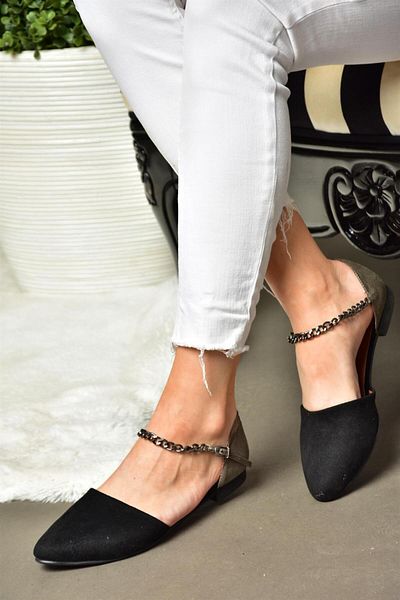 Fox Shoes Černá/platinová dámská balerína Ballerina B 726024402