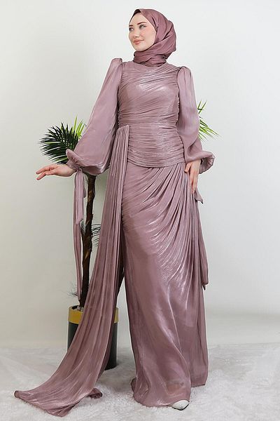 GİYZAMİLA Βραδινό φόρεμα Afra Silk Dusty Rose