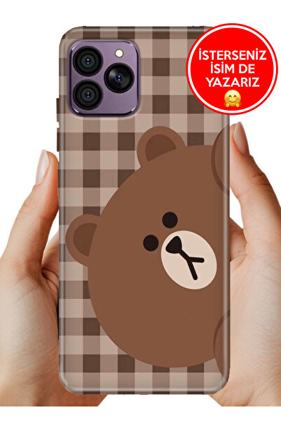 HİKİNG A41 Uyumlu Kılıf Baskılı Yerli Üretim Kapak Silikon Ekose Bear