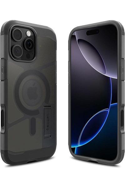 Spigen Tough Armor T Ai MagFit for iPhone 16 PRO case [Kickstand] MagSafe compatible - Frost Black