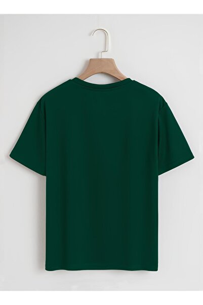 SOFTWAY Unisex Organic Oversize Πολύχρωμο μπλουζάκι με στάμπα με μαλλιά - Σκούρο πράσινο