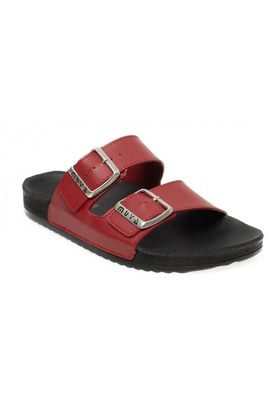 Muya A 8031955   Women's Red Daily Leather Slippers