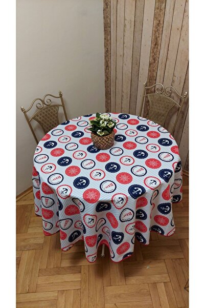 gonk Round, Sea Pattern, Duck (Liquid Pusher, Stain Proof) Fabric, Tablecloth