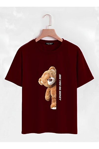 SOFTWAY Unisex Organic Oversize Are You Ok Honey Printed Basic T-Shirt - Clar...