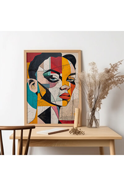 UNT Pictură de artă abstractă cu rama din lemn