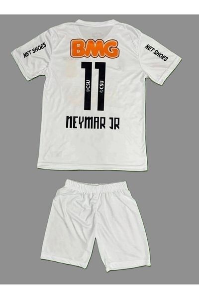 Lion Spor Neymar Jr 2024-25 Νέα σεζόν 11 Santos Kids Jersey Σετ 4 τεμαχίων (Δώρο με κάλτσες + βραχιολάκι)