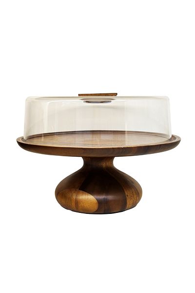 Billi Natural Thai wood serving bowl with acrylic base and lid