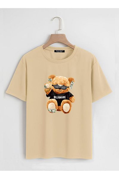 SOFTWAY Unisex Oversize Crew Neck Billionaire Basic T-Shirt - ΜΠΕΖ