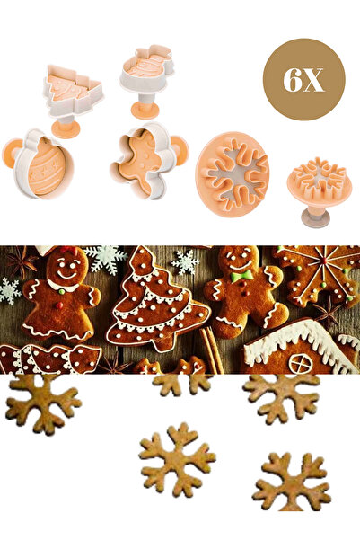 MappleHome 6'lı Yılbaşı Kurabiye Kalıbı Kar Tanesi Çam Ağacı Kardan Adam Yılbaşı Gingerbreadman Christmas