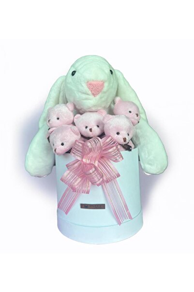 Sole Premium Special Gift - 45 cm White Bunny Rabbit and 5 Red Plush Teddy Bears