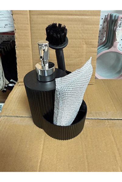 wishhome Tezgah Üstü Mutfak Banyo Sıvı Sabunluk Takımı Süngerli Fırçalı Mutfa...