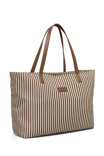 Fossil Brown Women's Line Patterned Technical Fabric Hand and Shoulder Bag 05Fo25Y5055