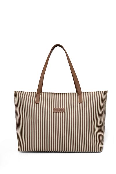 Fossil Brown Women's Line Patterned Technical Fabric Hand and Shoulder Bag 05Fo25Y5055