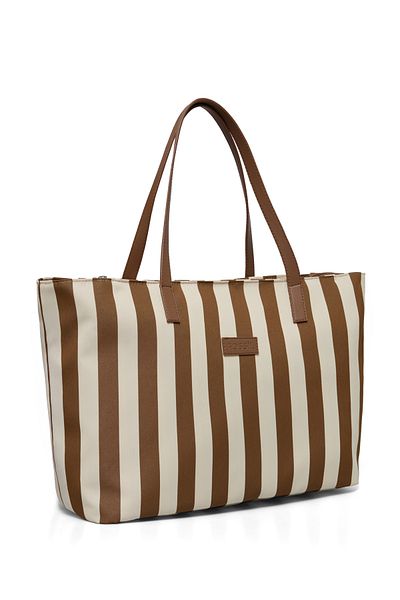 Fossil Brown Women's Line Patterned Technical Fabric Hand and Shoulder Bag 05Fo25Y5055