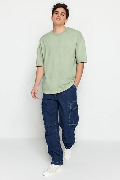 Trendyol Collection Unisex mátové oversize umělecké tričko - potištěné na zádech, pletené - TMNSS23TS00151