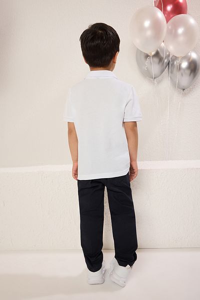 TRENDYOLKIDS Унісекс білий комір поло Orme Футболка 100 бавовна з коротким рукавом Regular Fit TKDSS24TS00022