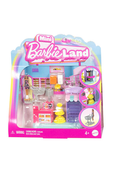 Barbie Mini BarbieLand™ Bebek ve Aksesuarlar oyun seti, 4 cm'lik Barbie bebek...