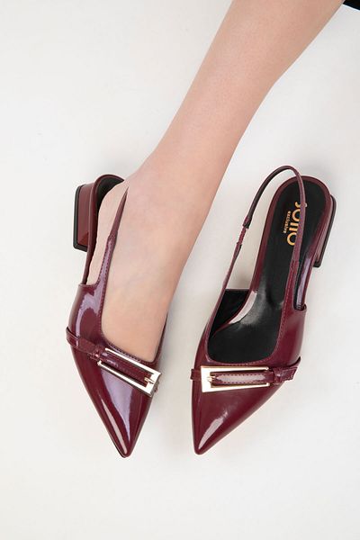 SOHO Pantofi clasici cu toc de damă din piele lacuită roșie Claret 20449