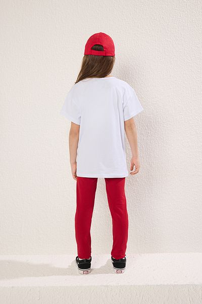 TRENDYOLKIDS Girl Ecru Cotton Heart Printed T-Shirt Tkdss25Au00107