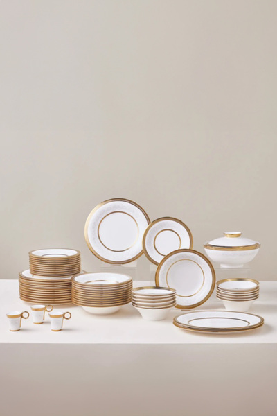 Karaca Royal Bone Charlotte Gold 55 Parça 12 Kişilik Yemek Takımı