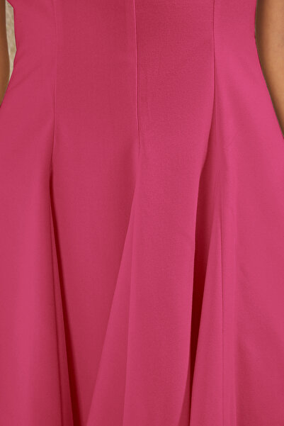 Trendyol Collection Rózsaszín, egyenes szegélyű derékbőséges mini szőtt ruha TWOAW25EL00244