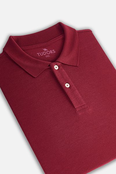 Tudors Pánské velké triko s klaretovým červeným pololímečkem se vzorem