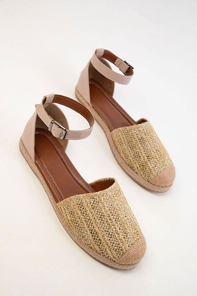 SOHO Beige Stroh Damen Sandalen 20453