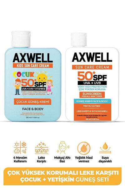 AXWELL 50+ Spf Adult and Child Sunscreen Set