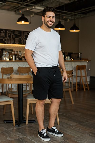 Trendyol Collection Schwarze Oversize-Shorts mit Gummi-Taille und Schnürung in Übergröße – TMNSS25AP00003