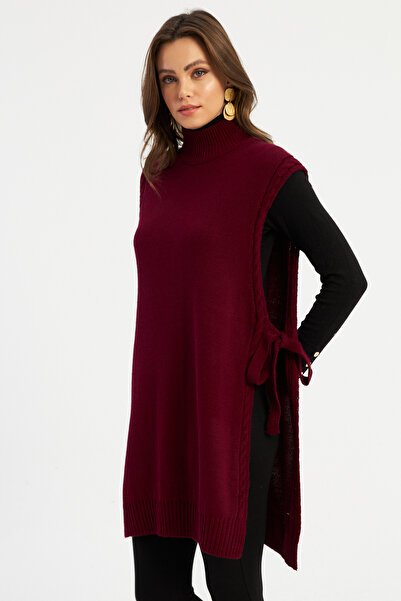 Cool & Sexy Women's Burgundy Long Knitwear Sweater Yv302