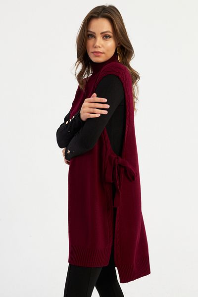 Cool & Sexy Women's Burgundy Long Knitwear Sweater Yv302