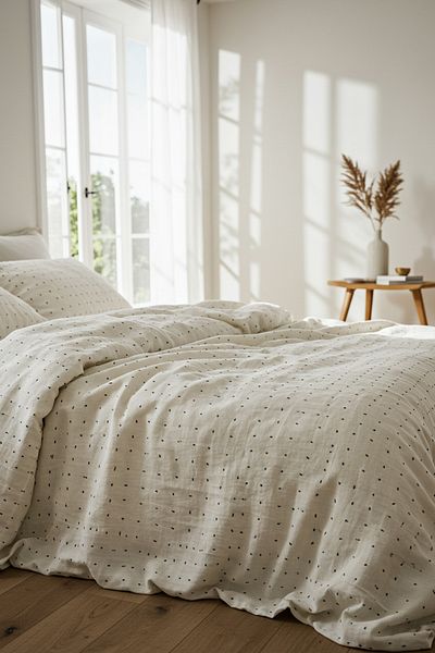 Trendyol Collection Ecru Premium 100% pamut Nopeli dupla paplanhuzat szett 200x220cm TPHSS25CKN00010