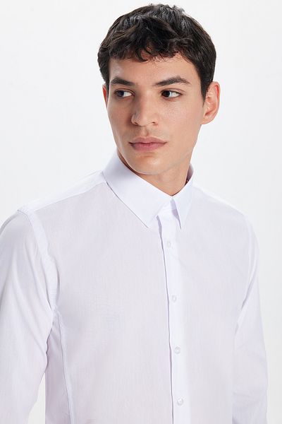 Tudors Ανδρικό Slim Fit Slim Fit Απλό λευκό πουκάμισο