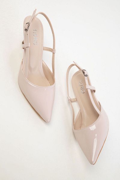 SOHO Beige Patent Leather Women's Classic Heeled Shoes 20428