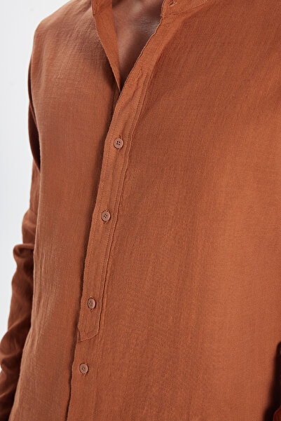 Tudors Pánská košile Slim Fit Slim Fit s dlouhým rukávem, 100% bavlna, len, textura, límec, barva