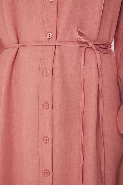 Trendyol Modest Rochie țesătă cu aspect de in și dantelă Dusty Rose TCTSS25EB00111