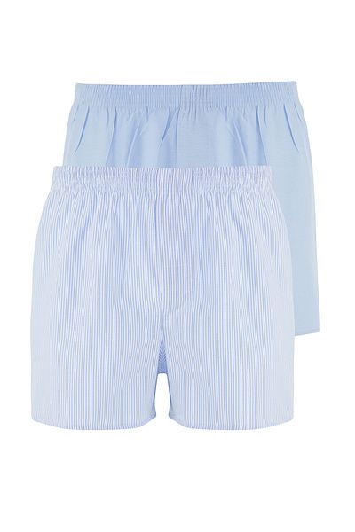 Trendyol Collection Modré tkané bavlněné boxerky po 2 baleních TMNSS25BX00009