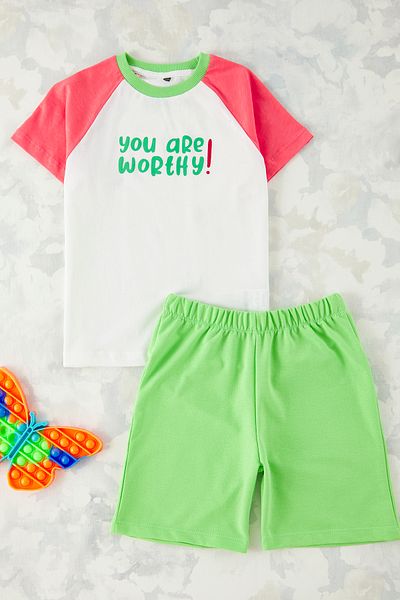 TRENDYOLKIDS Male Child 100% Cotton Slogan Printed Short Sleeve Tkdss25Au00112 Team