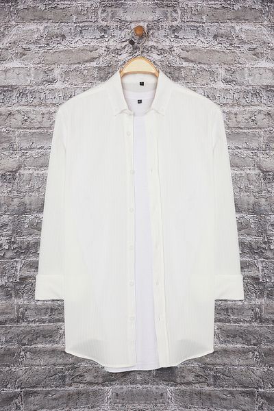 Trendyol Collection Λευκό κανονικό ανδρικό πουκάμισο TMNSS25GO00063