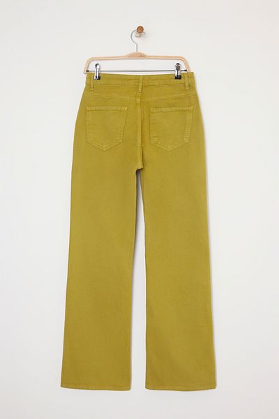 Trendyol Collection Ölgrüne Hose mit hoher Taille und weitem Bein und detaillierter Taille TWOAW25JE00039