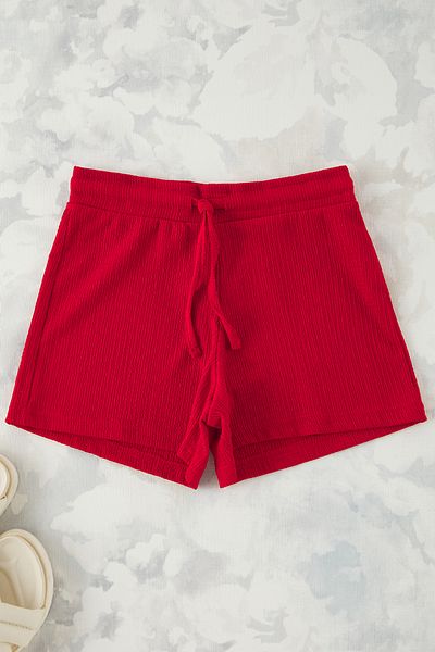 TRENDYOLKIDS Rote Basic-Strickshorts und Bermuda mit Struktur für Mädchen TKDSS25SR00022