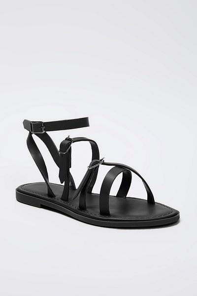 TRENDYOL SHOES Black Cross Strap Ankle Strap Women's Sandals Takss25Sd00051