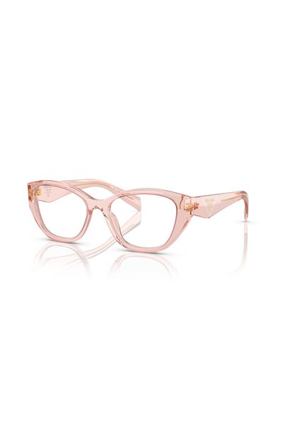 Prada Woman Irregular Eyeglasses- Pr 21zv - Lense Size:51mm - Transparent Peach